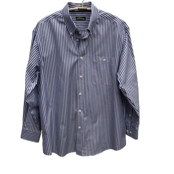 Orvis Men’s Cotton Blue Yellow White Stripe Button Down Shirt Size XL - Picture 1 of 8